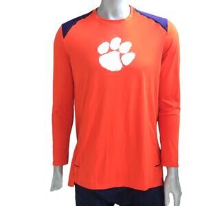 Nike Dri Fit Paw Print Orange Purple Long Sleeve Shirt Men's Size Medium